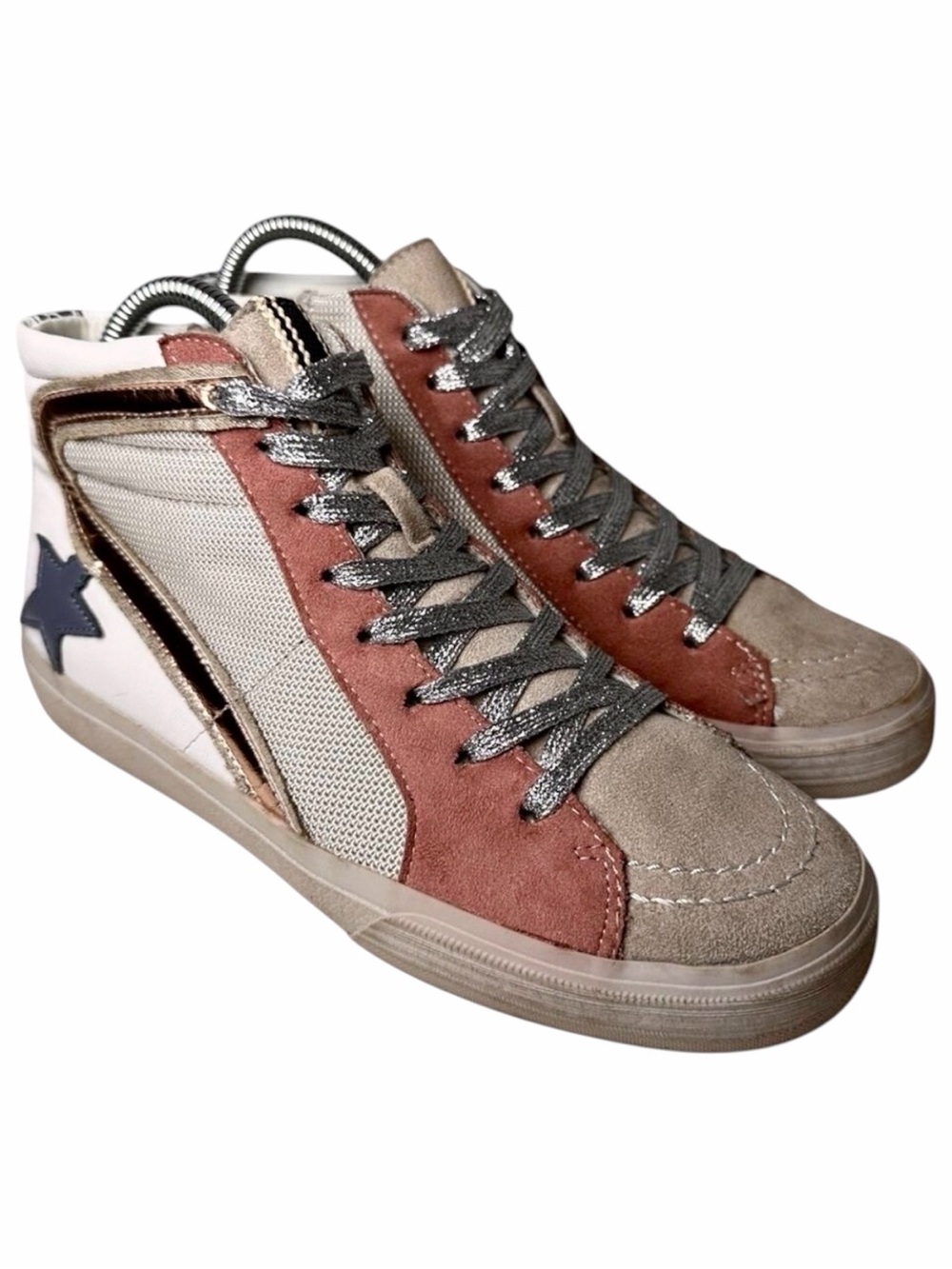 ShuShop Star High Top Sneakers Women’s 7 Suede Metallic Side Zip